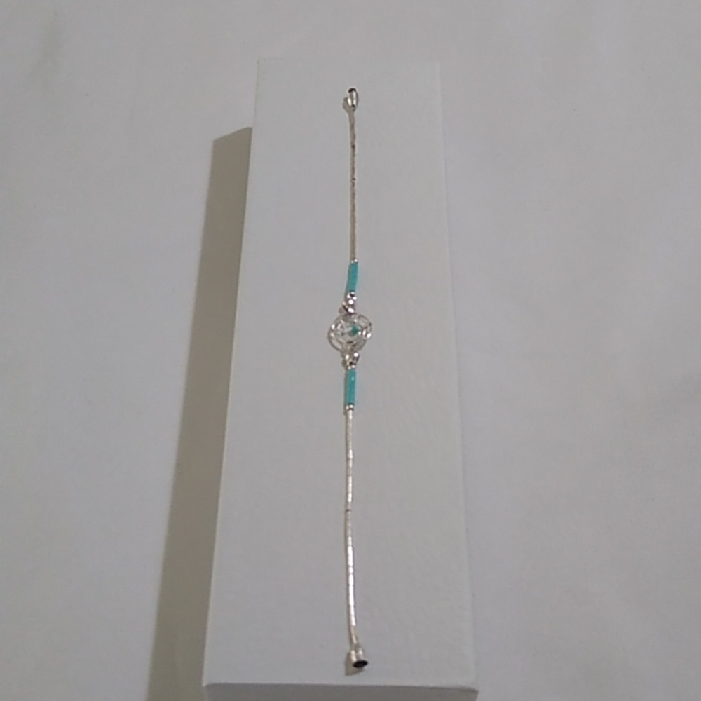 Sterling Liquid Silver + Turquoise Dream Catcher Bracelet, 7.0"